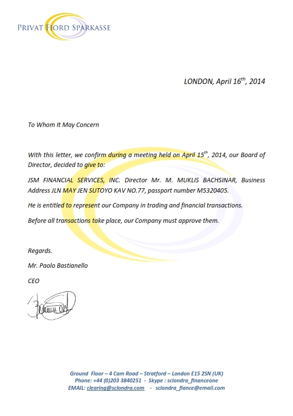 Letter of Authorization